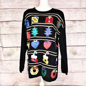 Work in Progress by Gladys Bagley knit Ugly Christmas sweater Size M